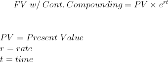 FV with Continuous Compounding Formula