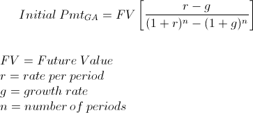 Growing Annuity Payment Formula using FV