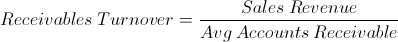 Receivables Turnover Ratio
