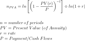 Solve for Number of Periods on Annuity (PV)